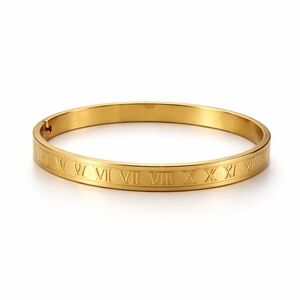 Gold Roman Numeral Bangle Bracelet